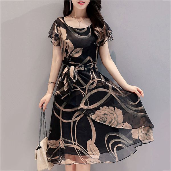 feibushi summer chiffon dress large outer space casual floral print women dress round neck printed bowknot chiffon skater dress y190425, Black;pink
feibushi summer chiffon dress large outer space casual floral print women dress round neck printed bowknot chiffon skater dress y190425, Black;pink