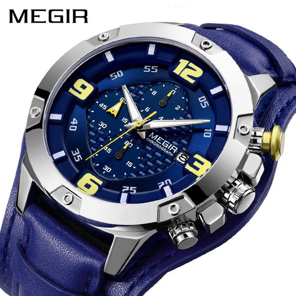 megir big mens watches chronograph sport quartz watch men leather bracer designer relogio masculino reloj hombre, Slivery;brown
megir big mens watches chronograph sport quartz watch men leather bracer designer relogio masculino reloj hombre, Slivery;brown
