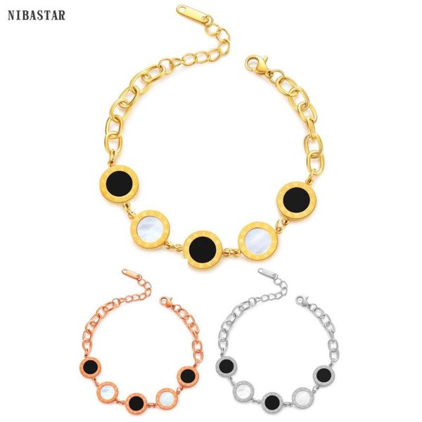 classic jewelry black and white shell charm bracelet titanium steel gold-color jewelry roman numerals bracelets bangles, Golden;silver
classic jewelry black and white shell charm bracelet titanium steel gold-color jewelry roman numerals bracelets bangles, Golden;silver