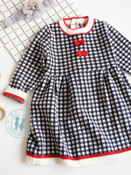 kids girl designer clothes dress autumn winter knitted long sleeve white black plaid princess design dress princess girl clothing dress, Red;yellow
kids girl designer clothes dress autumn winter knitted long sleeve white black plaid princess design dress princess girl clothing dress, Red;yellow