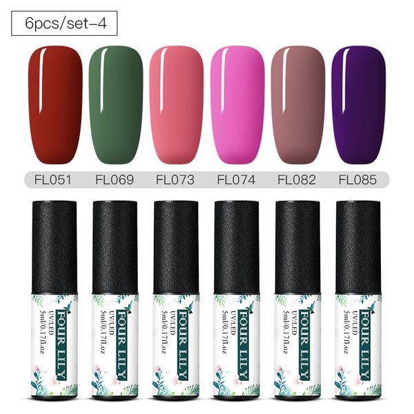 nail art kits four lily 4/6pcs gel polish pure colors uv varnish set long lasting soak off manicure nagellack
nail art kits four lily 4/6pcs gel polish pure colors uv varnish set long lasting soak off manicure nagellack