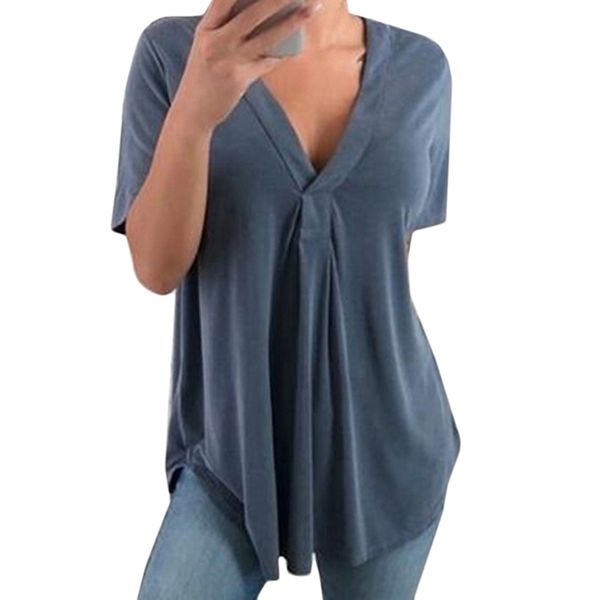 summer v-neck 2019 women's casual loose shirt short sleeve office and shirts, White
summer v-neck 2019 women's casual loose shirt short sleeve office and shirts, White