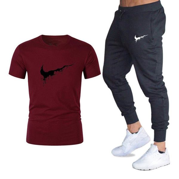 men 's brand t shirts suit+pants two pieces sets casual tracksuit male casual round neck t shirt gyms fitness trousers men vintage, Gray
men 's brand t shirts suit+pants two pieces sets casual tracksuit male casual round neck t shirt gyms fitness trousers men vintage, Gray