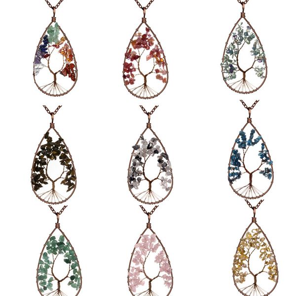 new fashion natural crystal stone tree of life water drop handmade pendant necklaces jewelry gift for men women with chain, Silver
new fashion natural crystal stone tree of life water drop handmade pendant necklaces jewelry gift for men women with chain, Silver