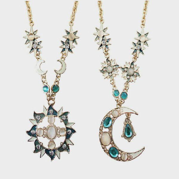 sun moon pendant baroque bohemia asymmetry necklace female long sweater chain semi-precious stones girls gift, Silver
sun moon pendant baroque bohemia asymmetry necklace female long sweater chain semi-precious stones girls gift, Silver