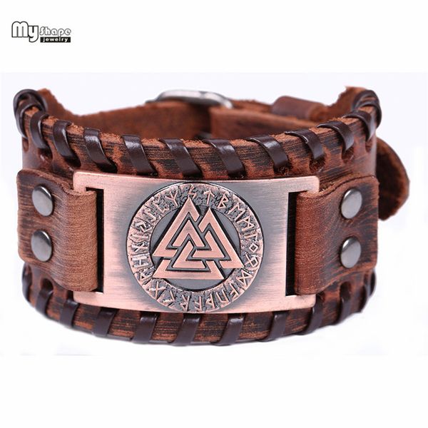 my shape slavic norway valknut amulet leather bracelets bangles metal engraved scandinavian viking nordic runes bracelet men, Black
my shape slavic norway valknut amulet leather bracelets bangles metal engraved scandinavian viking nordic runes bracelet men, Black