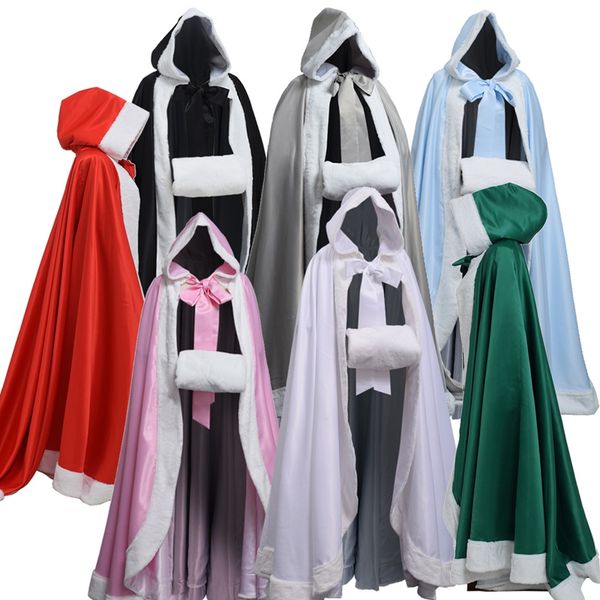 faux fur trim satin white red bridal hooded medieval cloak wedding cape winter wedding dress shawl jacket, Black;red
faux fur trim satin white red bridal hooded medieval cloak wedding cape winter wedding dress shawl jacket, Black;red