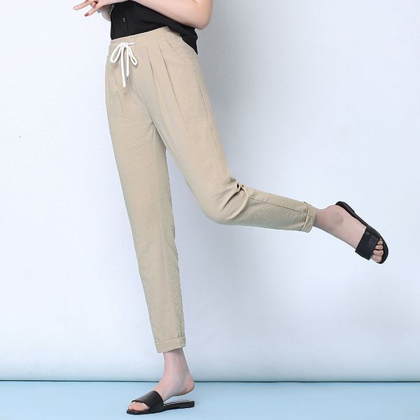 summer women's cotton linen pants for women loose casual solid color female elastic waist harem pants plus size capris, Black;white
summer women's cotton linen pants for women loose casual solid color female elastic waist harem pants plus size capris, Black;white