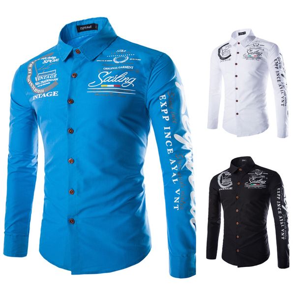 2019 new autumn men shirts casual slim fit streetwear letter printed blouse black lapel button up dress shirt long sleeve, White;black
2019 new autumn men shirts casual slim fit streetwear letter printed blouse black lapel button up dress shirt long sleeve, White;black