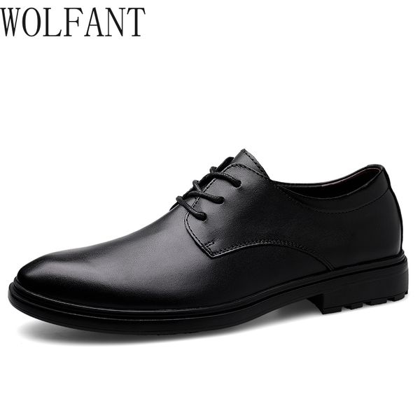 wolfant cowhide business casual shoes business casual shoes men, Black