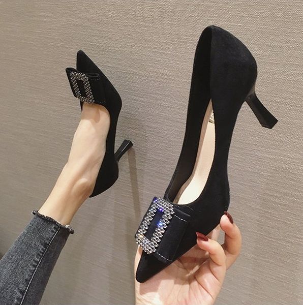 concise wild female single shoes korean fashion pointed high heels shallow mouth work shoes, Black
concise wild female single shoes korean fashion pointed high heels shallow mouth work shoes, Black