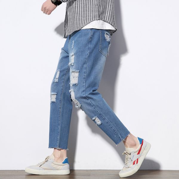 plus size 5xl- men jeans spring new 2019 hole jeans men ankle length casual loose denim pants all match trousers sale, Blue
plus size 5xl- men jeans spring new 2019 hole jeans men ankle length casual loose denim pants all match trousers sale, Blue