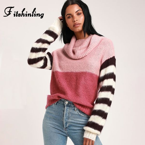 fitshinling striped patchwork women's turtlenecks sweaters winter clothing long sleeve slim pullover knitted jumper pull femme, White;black
fitshinling striped patchwork women's turtlenecks sweaters winter clothing long sleeve slim pullover knitted jumper pull femme, White;black