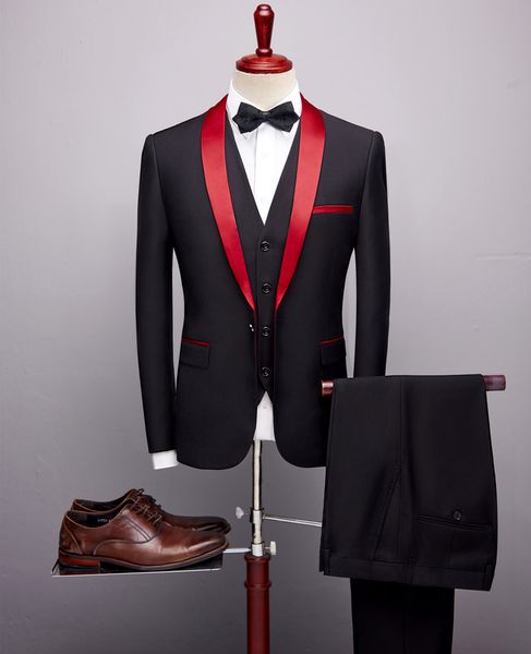 3 piece suits men 2019 spring autumn red shawl collar groom wedding suit costume homme mariage suit, White;black
3 piece suits men 2019 spring autumn red shawl collar groom wedding suit costume homme mariage suit, White;black
