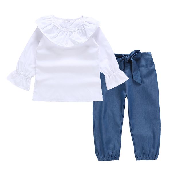 girls 'suit lotus collar long-sleeved white t-shirt + blue trousers two children's suit 2-6 years 2019 new
girls 'suit lotus collar long-sleeved white t-shirt + blue trousers two children's suit 2-6 years 2019 new