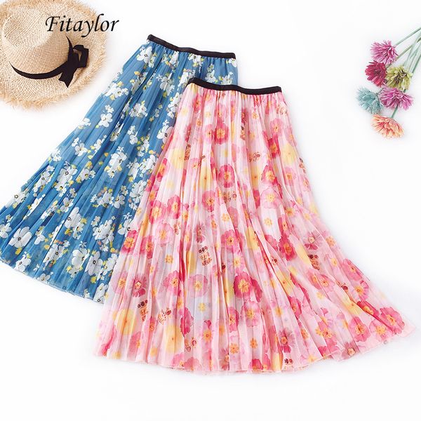 fitaylor summer tulle skirts women elastic high waist vintage floral print skirts casual medium long slim pleated skirt, Black
fitaylor summer tulle skirts women elastic high waist vintage floral print skirts casual medium long slim pleated skirt, Black