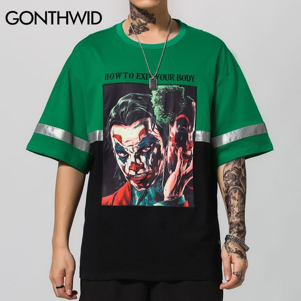gonthwid embroidery letters joker patchwork 3m reflective stripe color block tshirts streetwear hip hop casual short sleeve tees, White;black
gonthwid embroidery letters joker patchwork 3m reflective stripe color block tshirts streetwear hip hop casual short sleeve tees, White;black