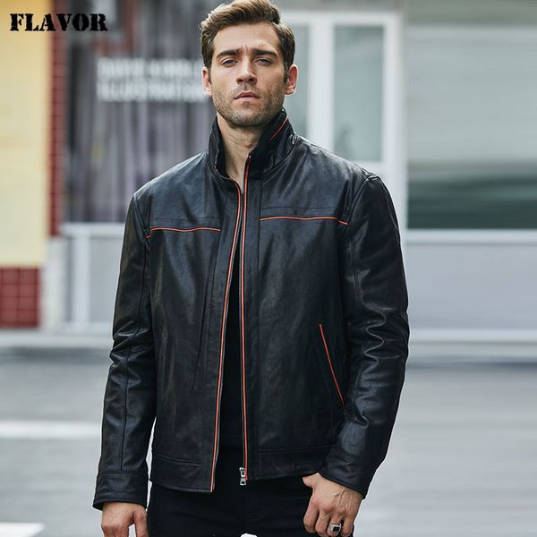 flavor new men's real leather jacket pigskin jacket casual leather coat standing collar, Black
flavor new men's real leather jacket pigskin jacket casual leather coat standing collar, Black