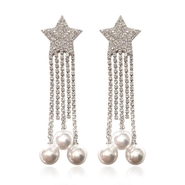 Star Tassel Pearl Earrings Five-Pointed Designer Studs Long Comet Pendant Diamond Earrings Studs S925 Silver Needle
Star Tassel Pearl Earrings Five-Pointed Designer Studs Long Comet Pendant Diamond Earrings Studs S925 Silver Needle