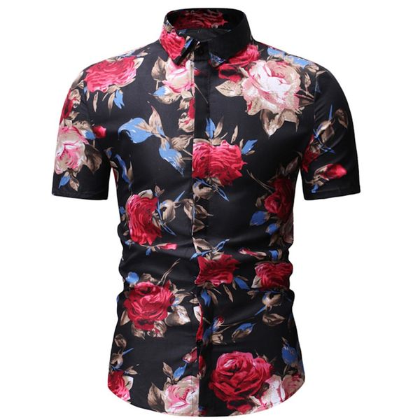 fashion men floral printed short sleeve turn down collar button slim shirt top, White;black
fashion men floral printed short sleeve turn down collar button slim shirt top, White;black