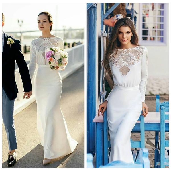 bateau long sleeves slim mermaid wedding dresses 2021 bridal gowns sweep train long vestidos de marriage summer beach wedding gown, White
bateau long sleeves slim mermaid wedding dresses 2021 bridal gowns sweep train long vestidos de marriage summer beach wedding gown, White