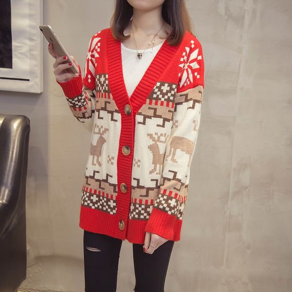 autumn 2019 new red sweater female loose knitted jacket women cardigans floral deer ladies sweaters coats v-neck fashion, White
autumn 2019 new red sweater female loose knitted jacket women cardigans floral deer ladies sweaters coats v-neck fashion, White