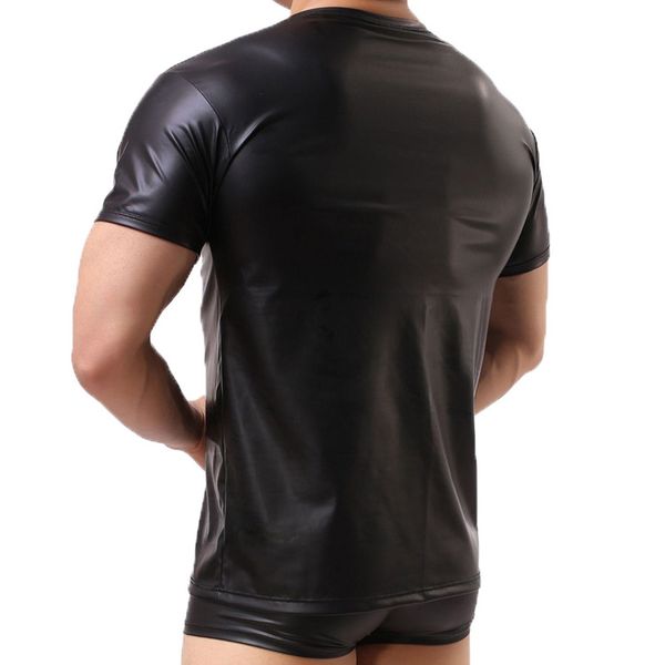 mens t-shirts pu leather shorts sleeve tee fitness shapers gay t shirt stage show party undershirts casual streetwear, Black;brown
mens t-shirts pu leather shorts sleeve tee fitness shapers gay t shirt stage show party undershirts casual streetwear, Black;brown
