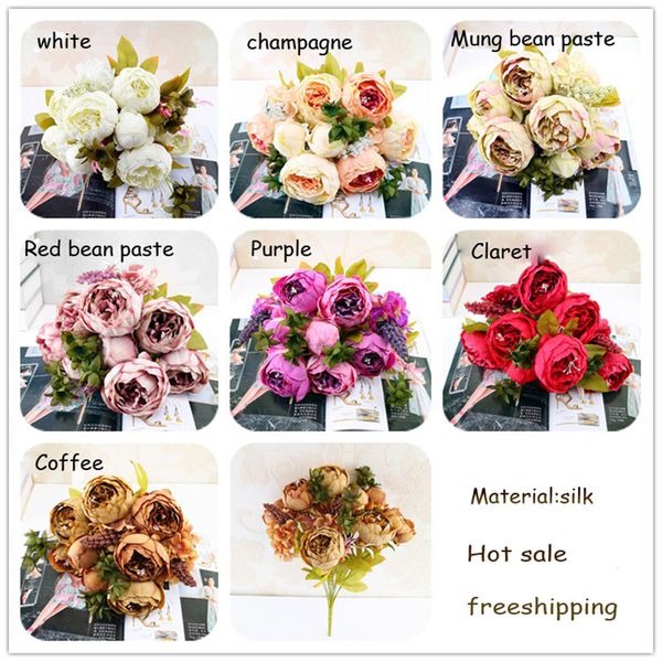 13 heads/bouque christmas artificial flowers silk flower european fall vivid peony fake leaf wedding home party decoration
13 heads/bouque christmas artificial flowers silk flower european fall vivid peony fake leaf wedding home party decoration