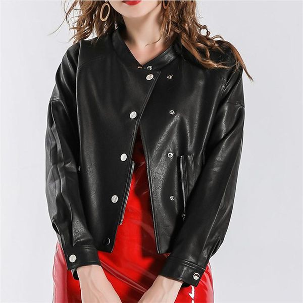 black women's pu jacket coats spring and autumn fashion leisure rivet zipper short-necked pu jacket european and american coats
black women's pu jacket coats spring and autumn fashion leisure rivet zipper short-necked pu jacket european and american coats