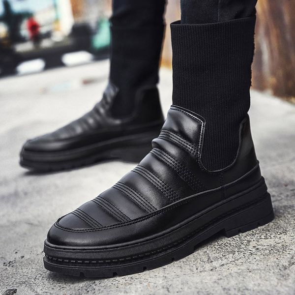 pu leather plush lining mens snow boots knit stitching shoes sneakers men boots winter shoes business outdoor, Black
pu leather plush lining mens snow boots knit stitching shoes sneakers men boots winter shoes business outdoor, Black