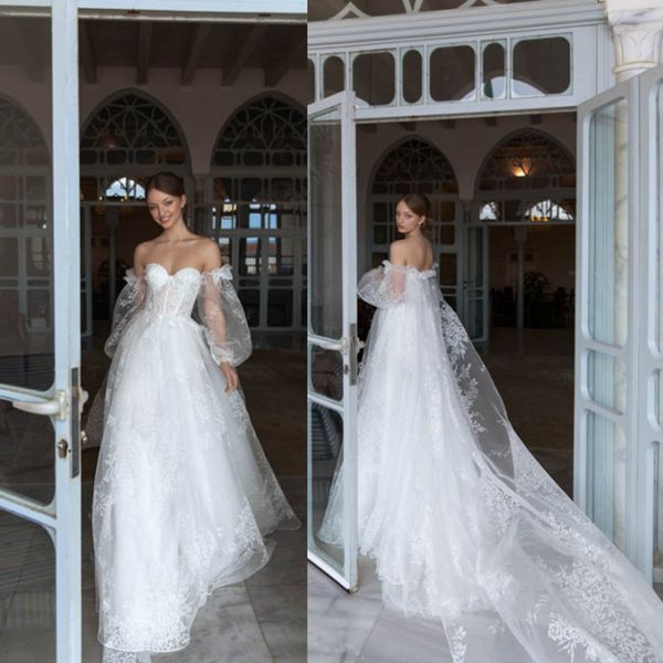 daria karlozi wedding dresses sweetheart long sleeves lace appliques bridal gowns 2020 backless sweep train a-line wedding dress, White
daria karlozi wedding dresses sweetheart long sleeves lace appliques bridal gowns 2020 backless sweep train a-line wedding dress, White