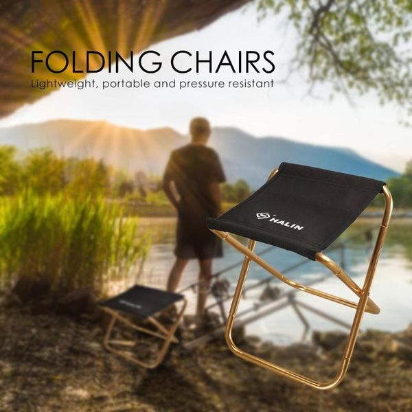 285g Portable Outdoor Mini Golden Folding Chair Folding Stool Camping Fishing Picnic Beach Bbq Stools Mini Seat Garden @5