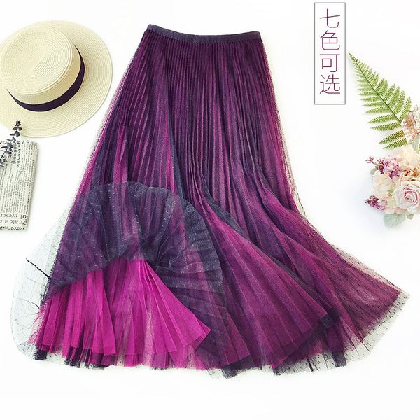 2019 wave point gauze skirt gradual change color perspective half-body skirt organ fold a word will pendulum longuette, Black
2019 wave point gauze skirt gradual change color perspective half-body skirt organ fold a word will pendulum longuette, Black