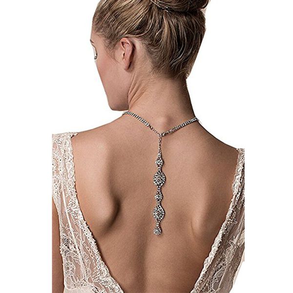 cubic zirconia body chain gold gorgeous back lariat necklaces pendant wedding dress decorative jewelry for women and girls no25, Silver
cubic zirconia body chain gold gorgeous back lariat necklaces pendant wedding dress decorative jewelry for women and girls no25, Silver