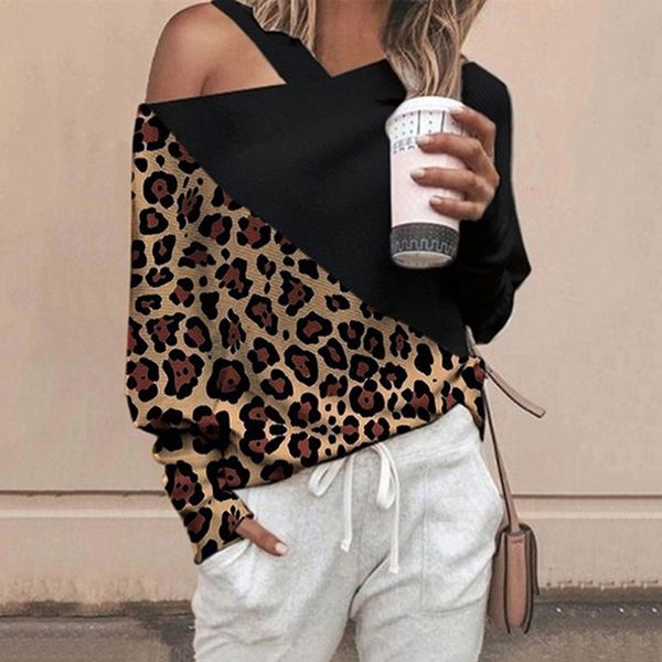 new women's shoulder collar printed long sleeve off shoulder leopard print ladies t-shirt, White
new women's shoulder collar printed long sleeve off shoulder leopard print ladies t-shirt, White