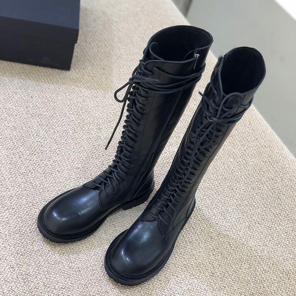 european and american leather high tube female boots but knee flat round head with autumn and winter retro martin boots female personality, Black
european and american leather high tube female boots but knee flat round head with autumn and winter retro martin boots female personality, Black