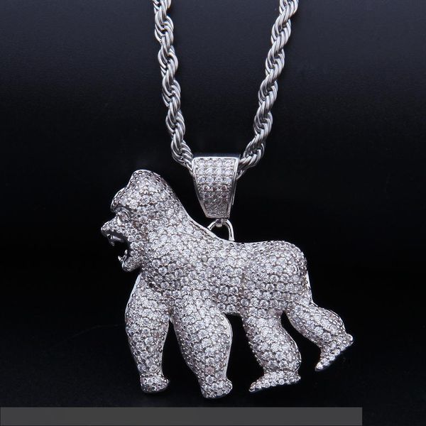 mens 14k gold white gold & black plated cz iced out roaring gorilla pendant necklace designer luxury hip hop rapper jewelry gifts for guys, Silver
mens 14k gold white gold & black plated cz iced out roaring gorilla pendant necklace designer luxury hip hop rapper jewelry gifts for guys, Silver