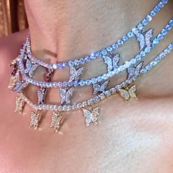 2020 pink pinky 5a cz tennis chain butterfly drop charm choker necklace girl women layer jewelry cool rock hip hop jewelry, Silver
2020 pink pinky 5a cz tennis chain butterfly drop charm choker necklace girl women layer jewelry cool rock hip hop jewelry, Silver