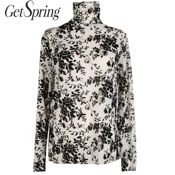 getspring women blouse flower printed flocking lace blouse turtleneck long sleeve women shirt hollow out mesh bottoming new, White
getspring women blouse flower printed flocking lace blouse turtleneck long sleeve women shirt hollow out mesh bottoming new, White