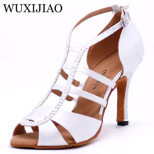 wuxijiao new white satin latin dance shoes women salsa rhinestone shoes dance for woman ballroom dancing heel 5cm-10cm
wuxijiao new white satin latin dance shoes women salsa rhinestone shoes dance for woman ballroom dancing heel 5cm-10cm