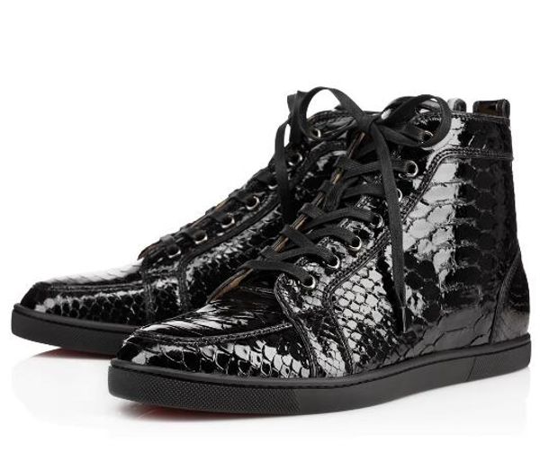 Fashion Red Bottom High Top Women,Men Shoes Black patent leather Sneakers ,Luxury Designer Rivets Flat Walking Shoes,Dress Party Wedding
Fashion Red Bottom High Top Women,Men Shoes Black patent leather Sneakers ,Luxury Designer Rivets Flat Walking Shoes,Dress Party Wedding