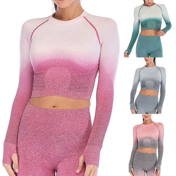 women's ombre seamless long sleeve crop yoga shirts with thumb hole running fitness workout seamless shirts, White;red
women's ombre seamless long sleeve crop yoga shirts with thumb hole running fitness workout seamless shirts, White;red