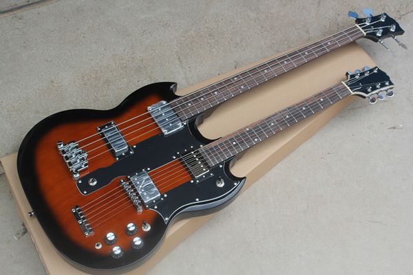 brown double neck electric guitar with black pickguard,rosewood fretboard,can be customized
brown double neck electric guitar with black pickguard,rosewood fretboard,can be customized