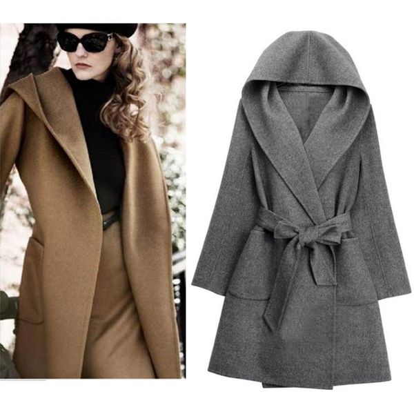 2019 new winter women wool coat long sleeve two sides wear belted loose warm woolen jacket hooded outerwear, Black
2019 new winter women wool coat long sleeve two sides wear belted loose warm woolen jacket hooded outerwear, Black