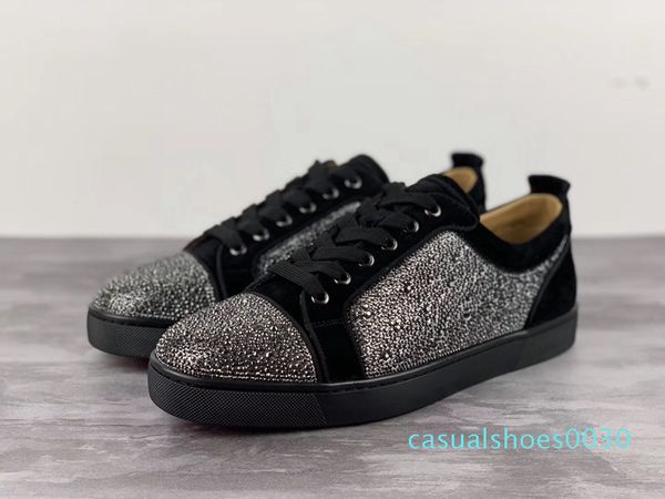 with red bottom sneakers low toe spikes flat red bottom men and women leather sneakers party designer shoes c30, Black
with red bottom sneakers low toe spikes flat red bottom men and women leather sneakers party designer shoes c30, Black