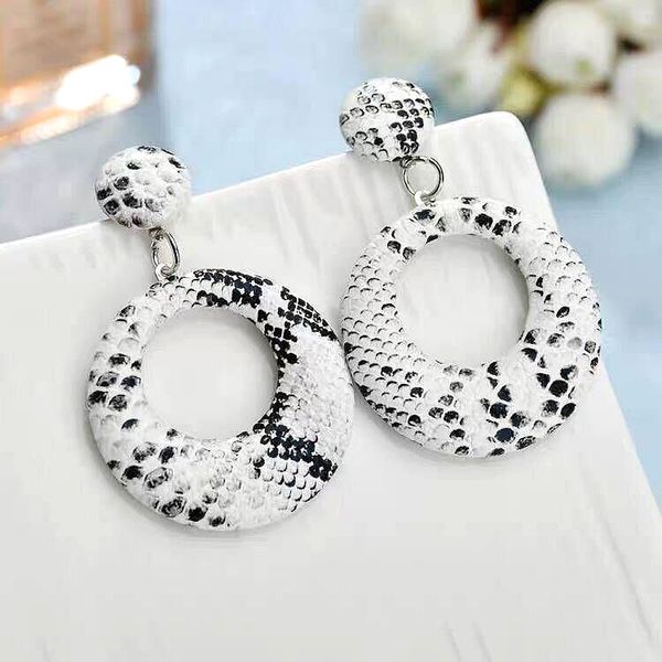 big snake print earrings women leather round dangle drop earrings party fashion jewelry statement accessories, Silver
big snake print earrings women leather round dangle drop earrings party fashion jewelry statement accessories, Silver
