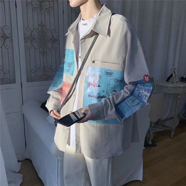 ewq / men's wear long sleeve tide work clothes korean fashion new shirt loose trend handsome all-match loose print 9y1060, White;black
ewq / men's wear long sleeve tide work clothes korean fashion new shirt loose trend handsome all-match loose print 9y1060, White;black