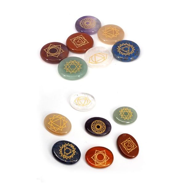 7pcs chakra stones reiki healing crystal engraved chakra symbols balance stones, Blue;slivery
7pcs chakra stones reiki healing crystal engraved chakra symbols balance stones, Blue;slivery