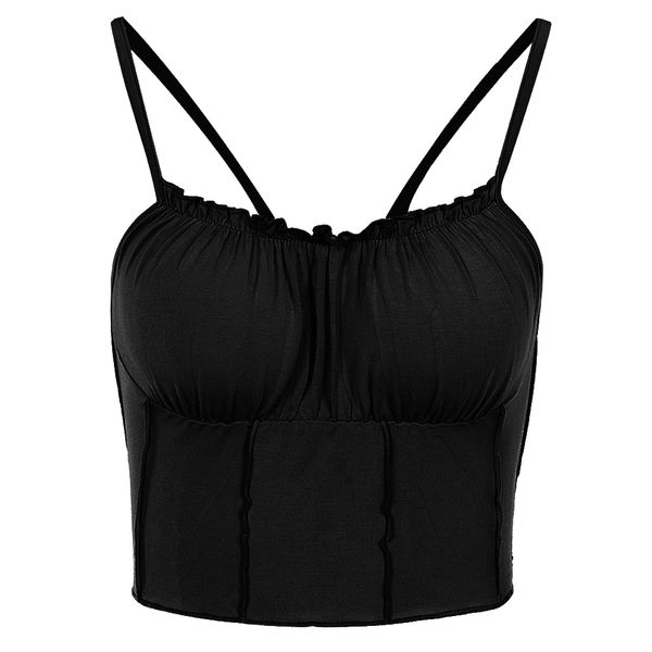 women tank sleeveless spaghetti strap chest wrap mini crop bodycon strapless slim fit ruffle sling summer casual, White
women tank sleeveless spaghetti strap chest wrap mini crop bodycon strapless slim fit ruffle sling summer casual, White