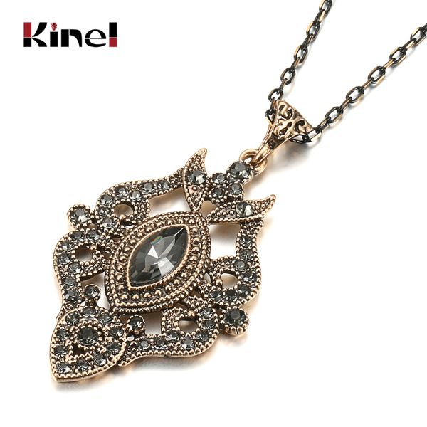 kinel unique gray crystal pendant necklace for women antique gold color vintage jewelry party accessories gifts, Silver
kinel unique gray crystal pendant necklace for women antique gold color vintage jewelry party accessories gifts, Silver